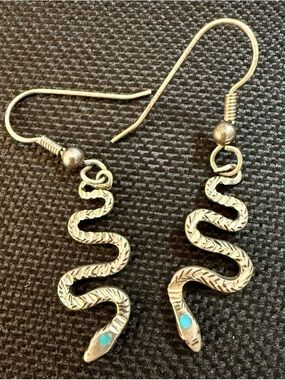 Vintage Sterling Silver Snake Dangle Earrings – Artisan Stamped